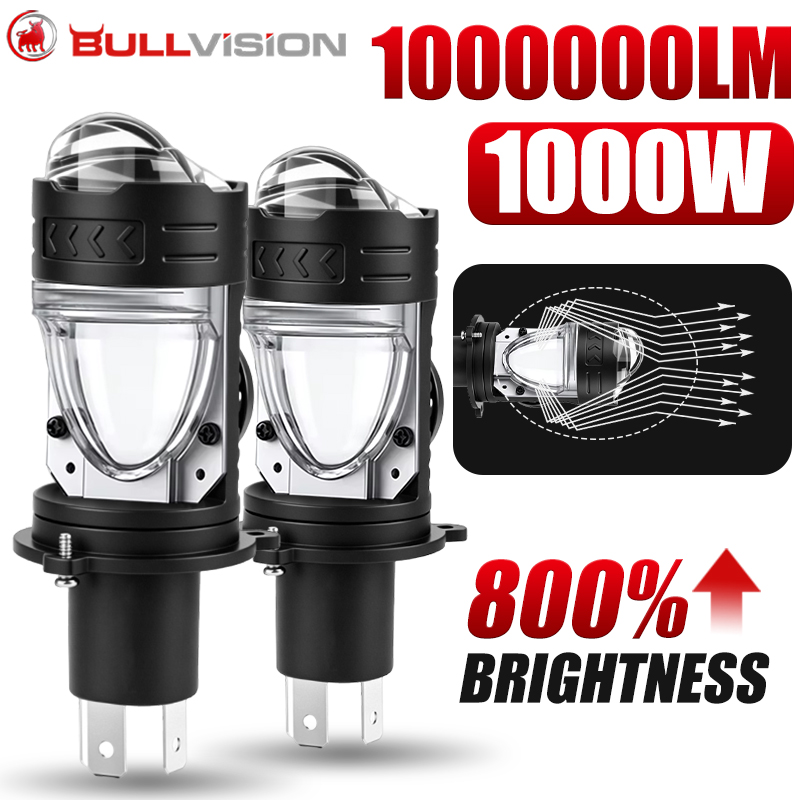 Universal Motorcycle Led Headlight Projector - Bullvision 1Pc H4 LED Projector Headlight