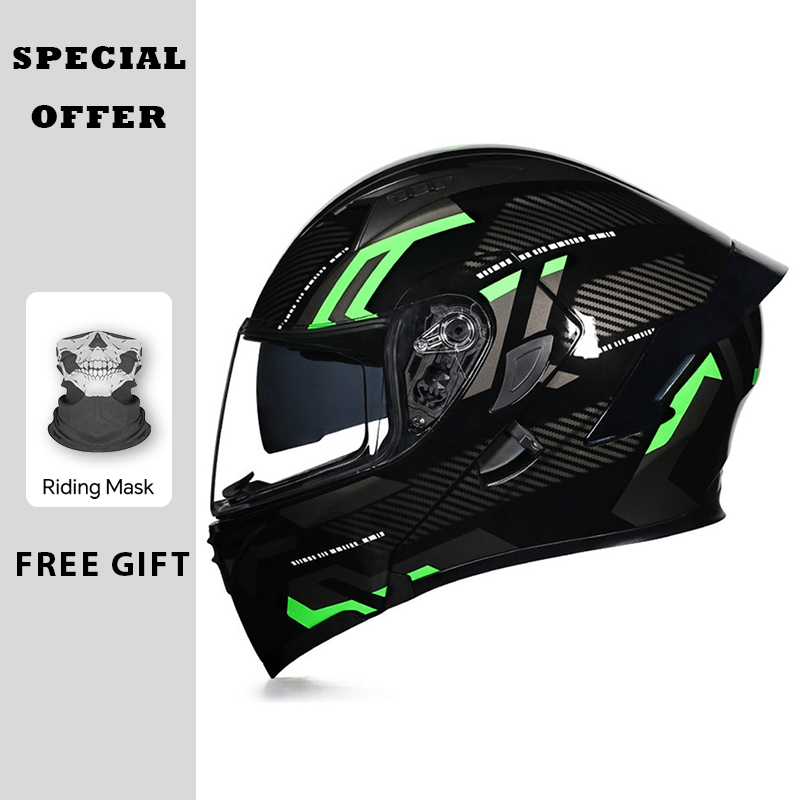 DOT Approved Motorcycle Flip U - Dual Visor Motorcycle Racing Helmet ulasan dan harga