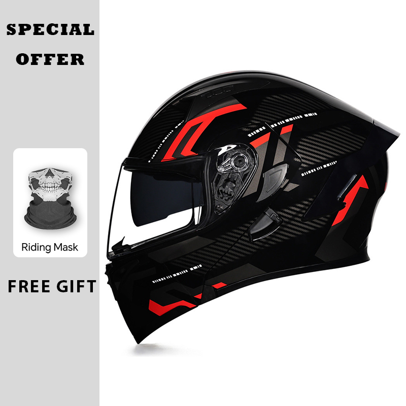 DOT Approved Motorcycle Flip U - Dual Visor Motorcycle Racing Helmet ulasan dan harga
