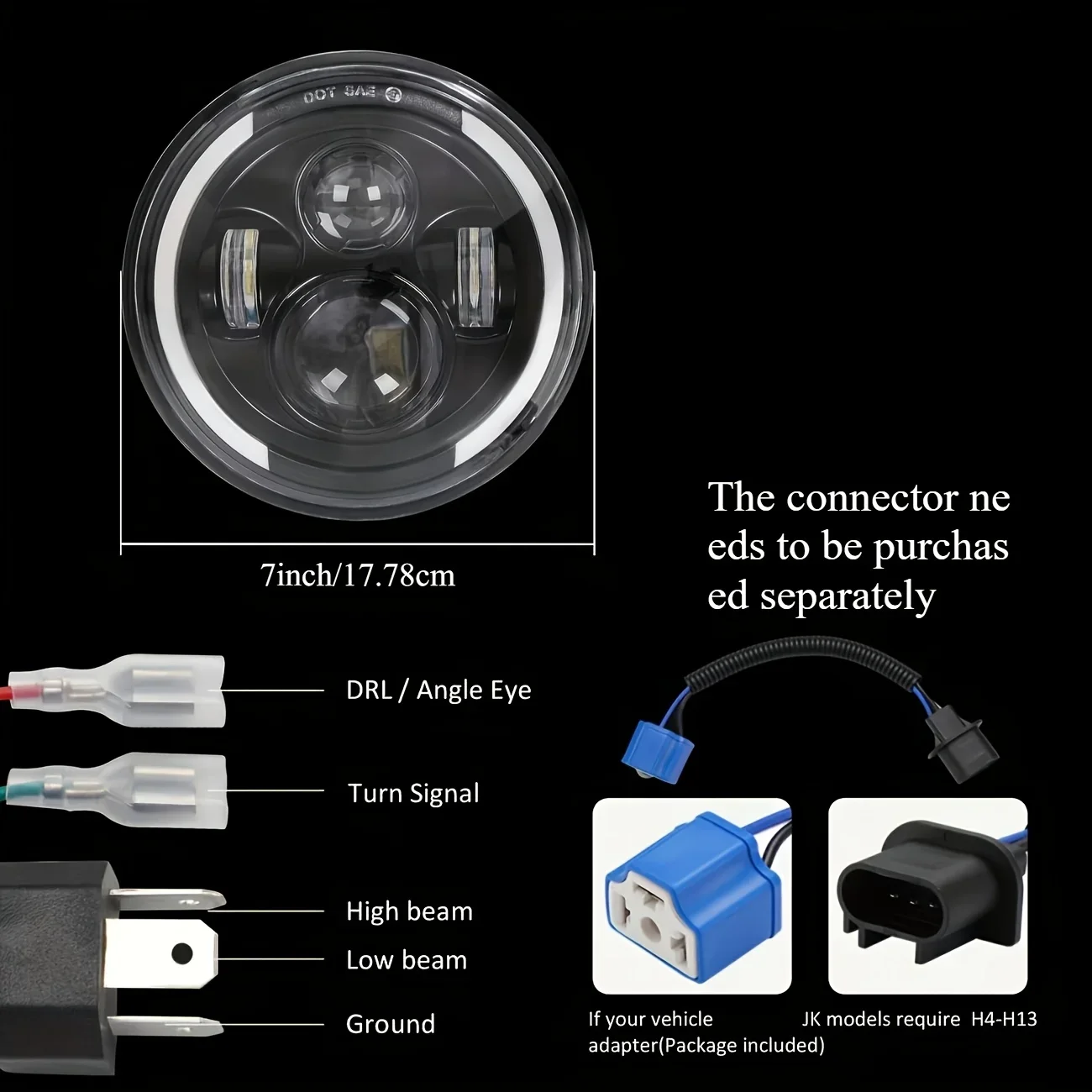 TCYATO 50W 7-Inch 17.78 cm LED - Universal Motorcycle Led Headlight Projector ulasan dan harga